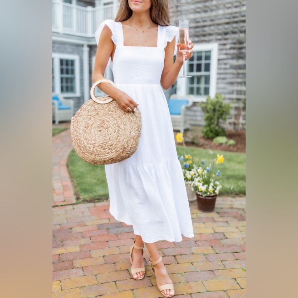 Pink Lily Ivory Bow Back Dress